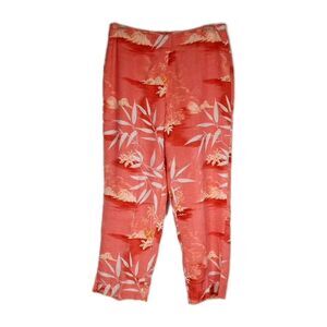 Vintage Tommy Bahama 100% Raw Silk Pants Women Sz 6 Slim Crop Hawaiian Tropical